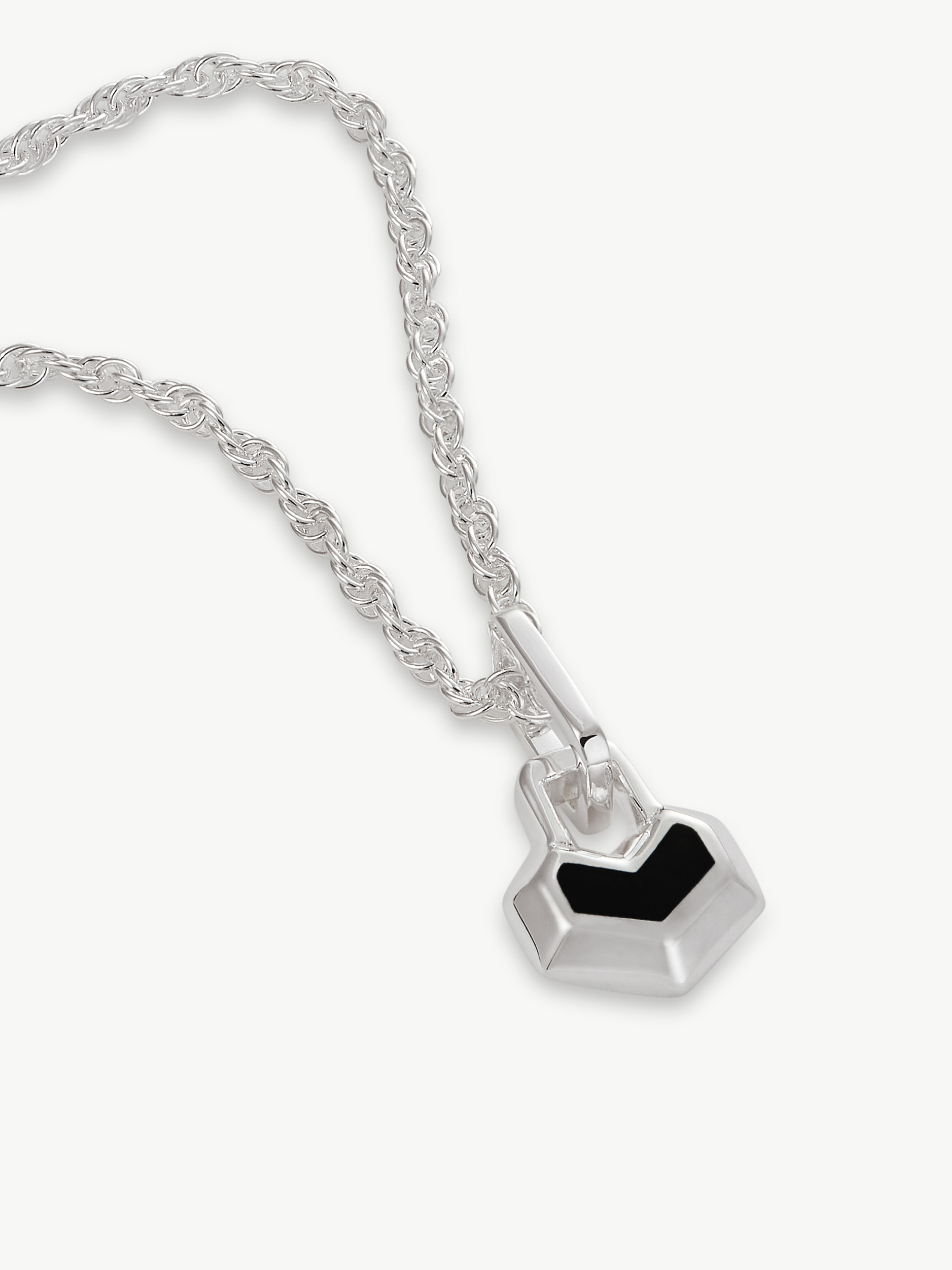MINI DARYL NECKLACE 16" CHAIN <br> Sterling Silver - Onyx