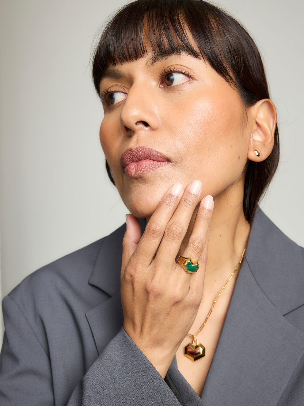 DARYL RING <br> 18k Gold Plated - Malachite