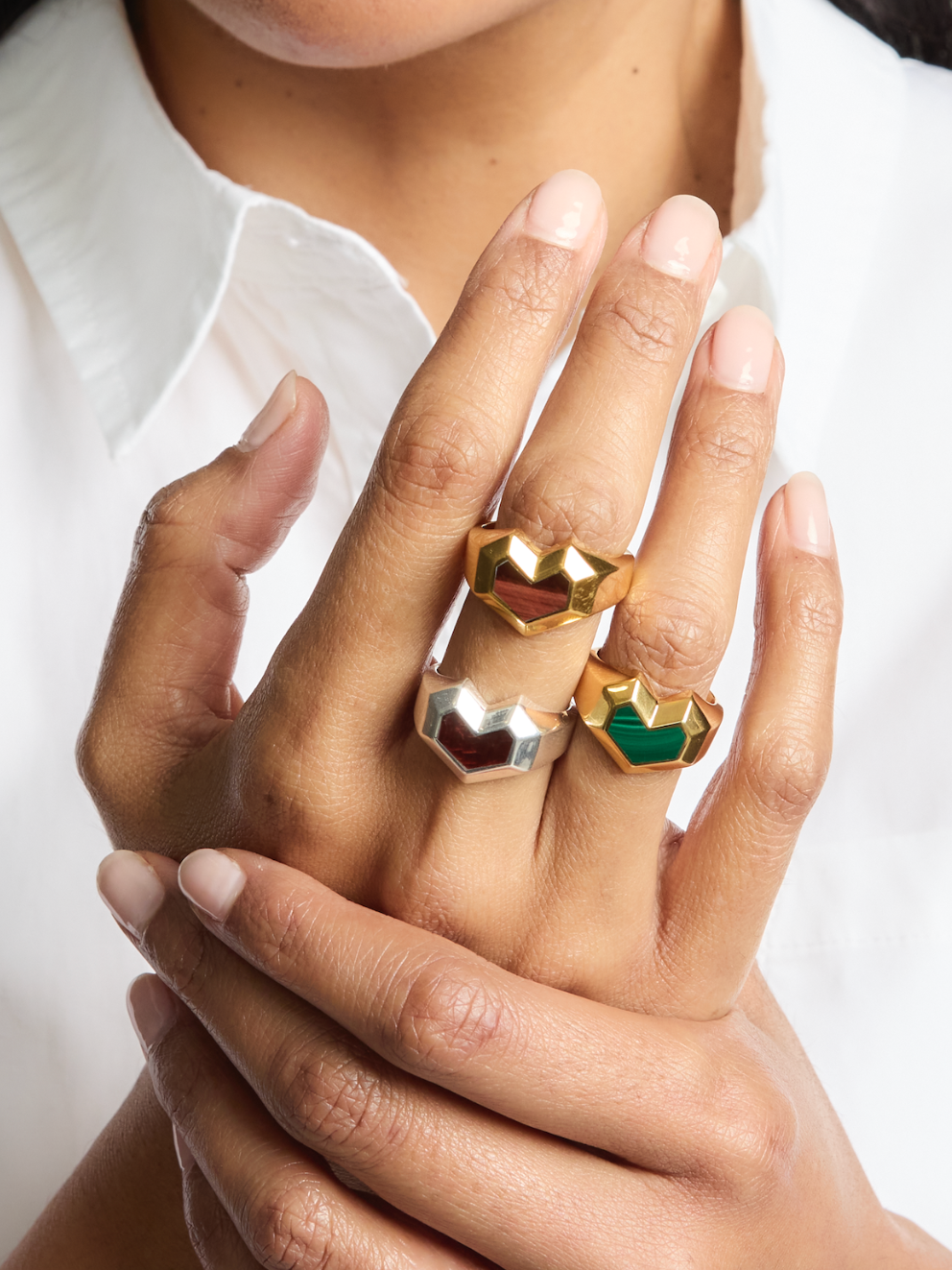 DARYL RING <br> 18k Gold Plated - Malachite