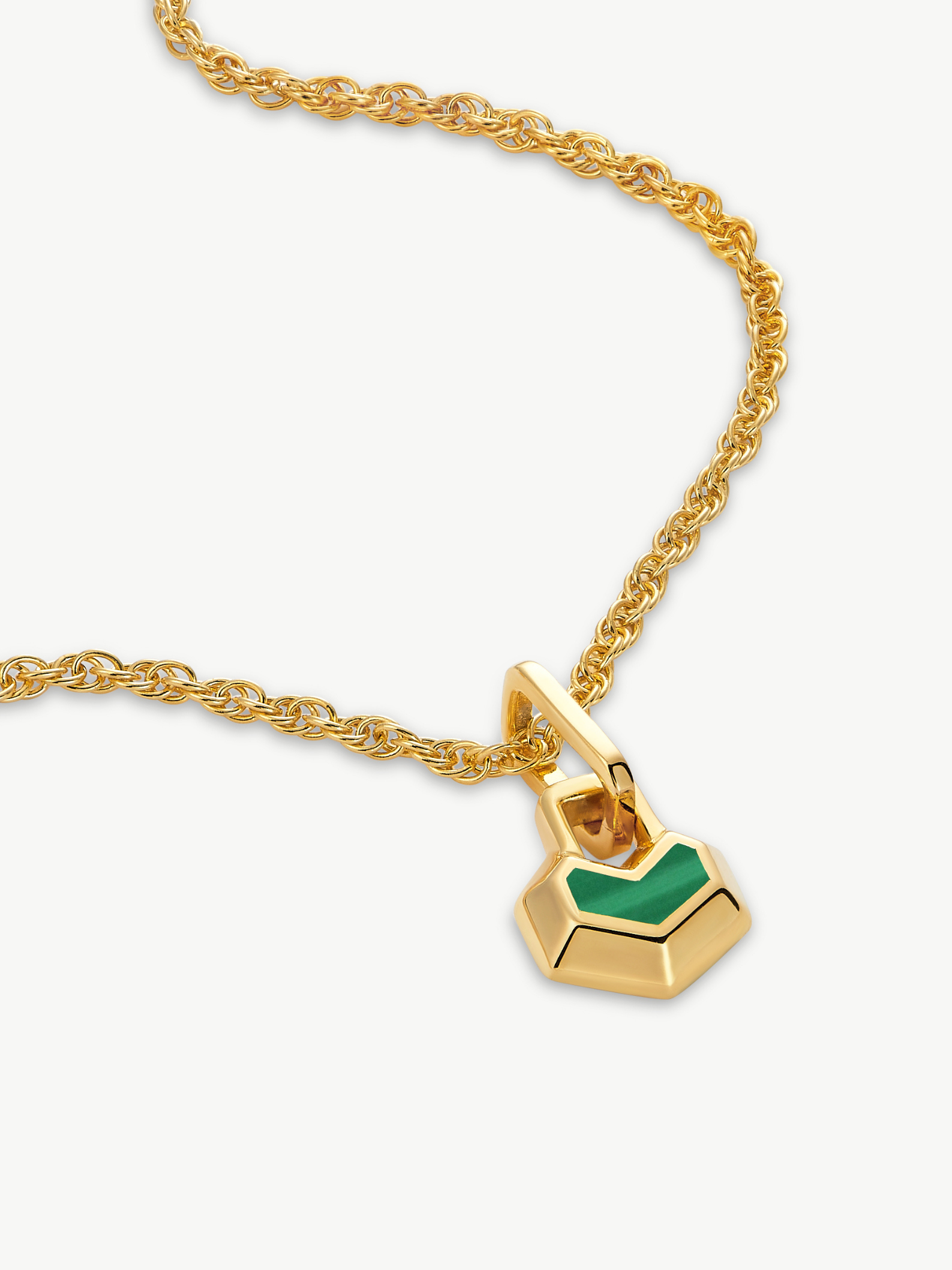 MINI DARYL NECKLACE 22" CHAIN <br> 18k Gold Plated - Malachite