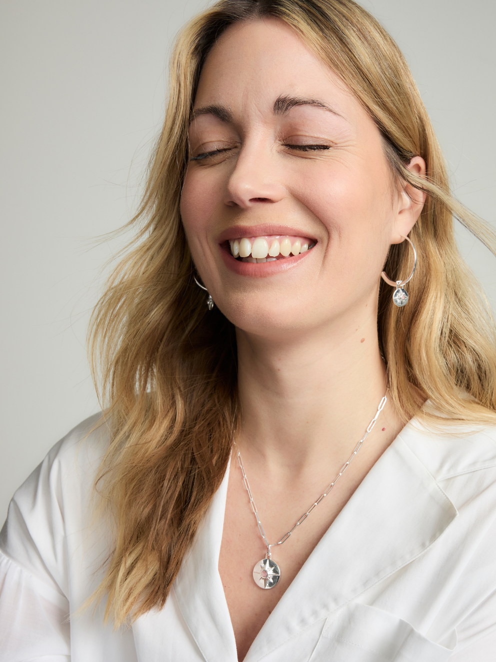 ASTRID NECKLACE <br> Sterling Silver - Pink Rhodochrosite