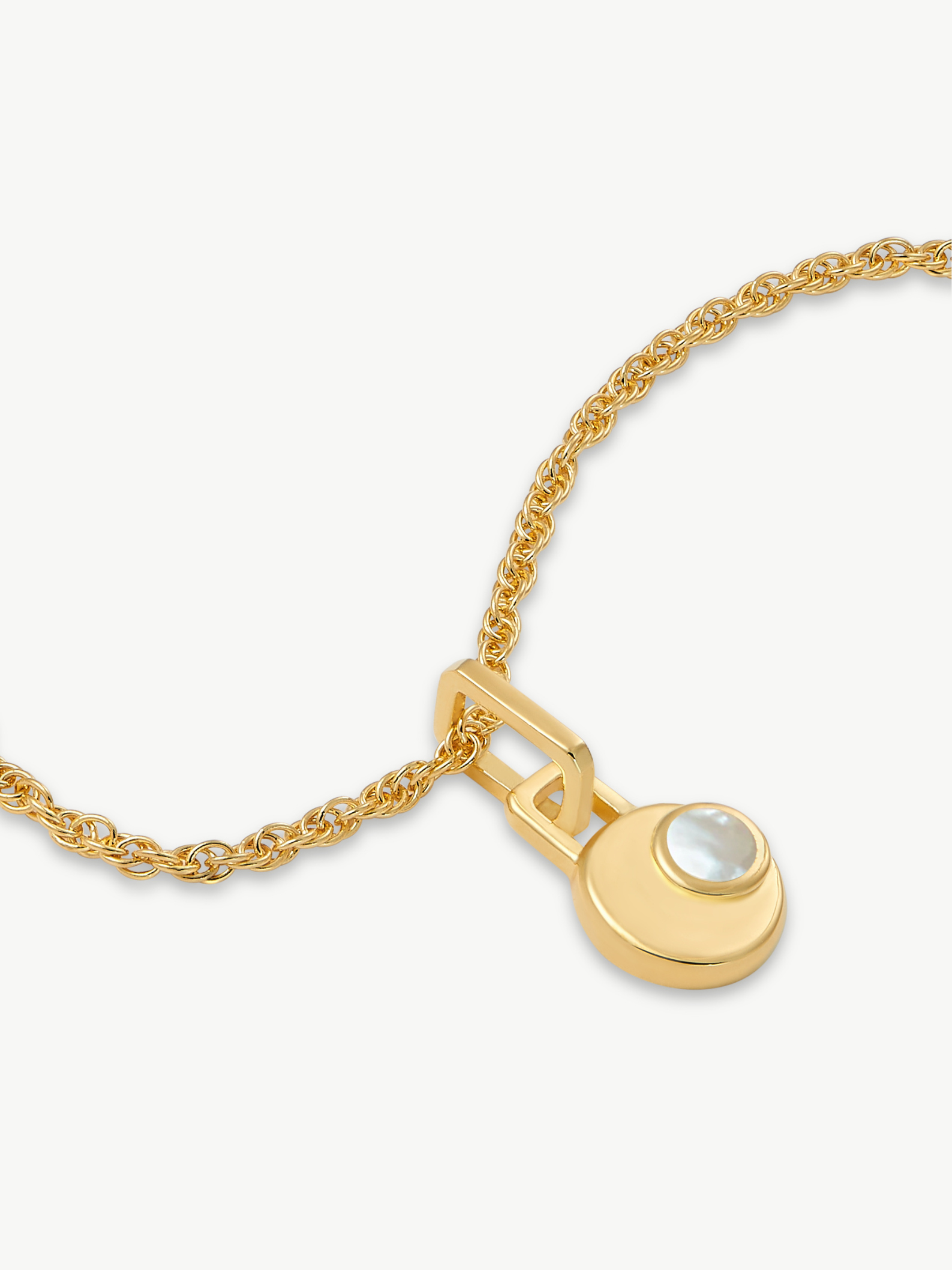 MINI CRESSIDA NECKLACE 22" CHAIN <br> 18k Gold Plated - White Mother of Pearl