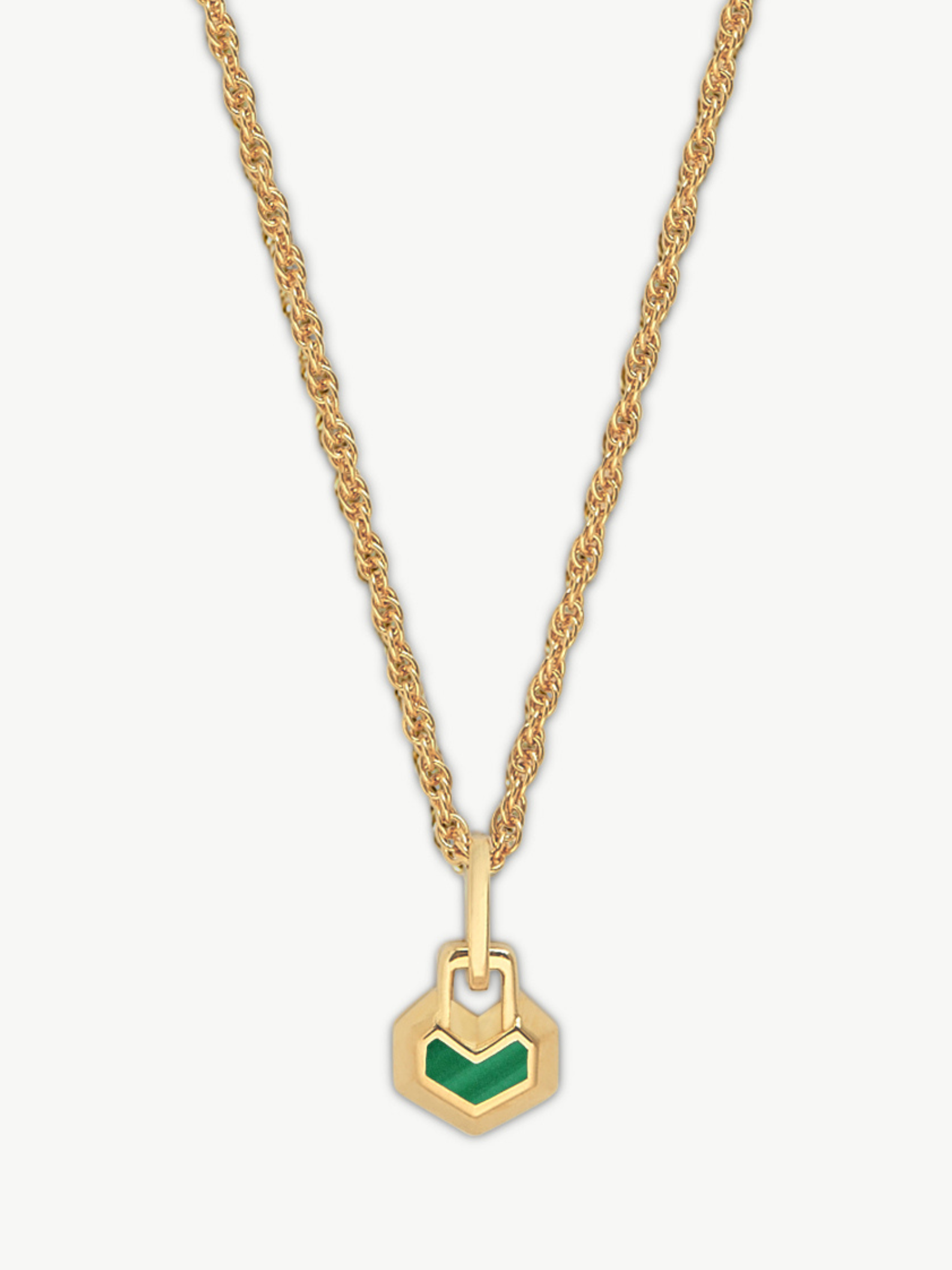 MINI DARYL NECKLACE 22" CHAIN <br> 18k Gold Plated - Malachite