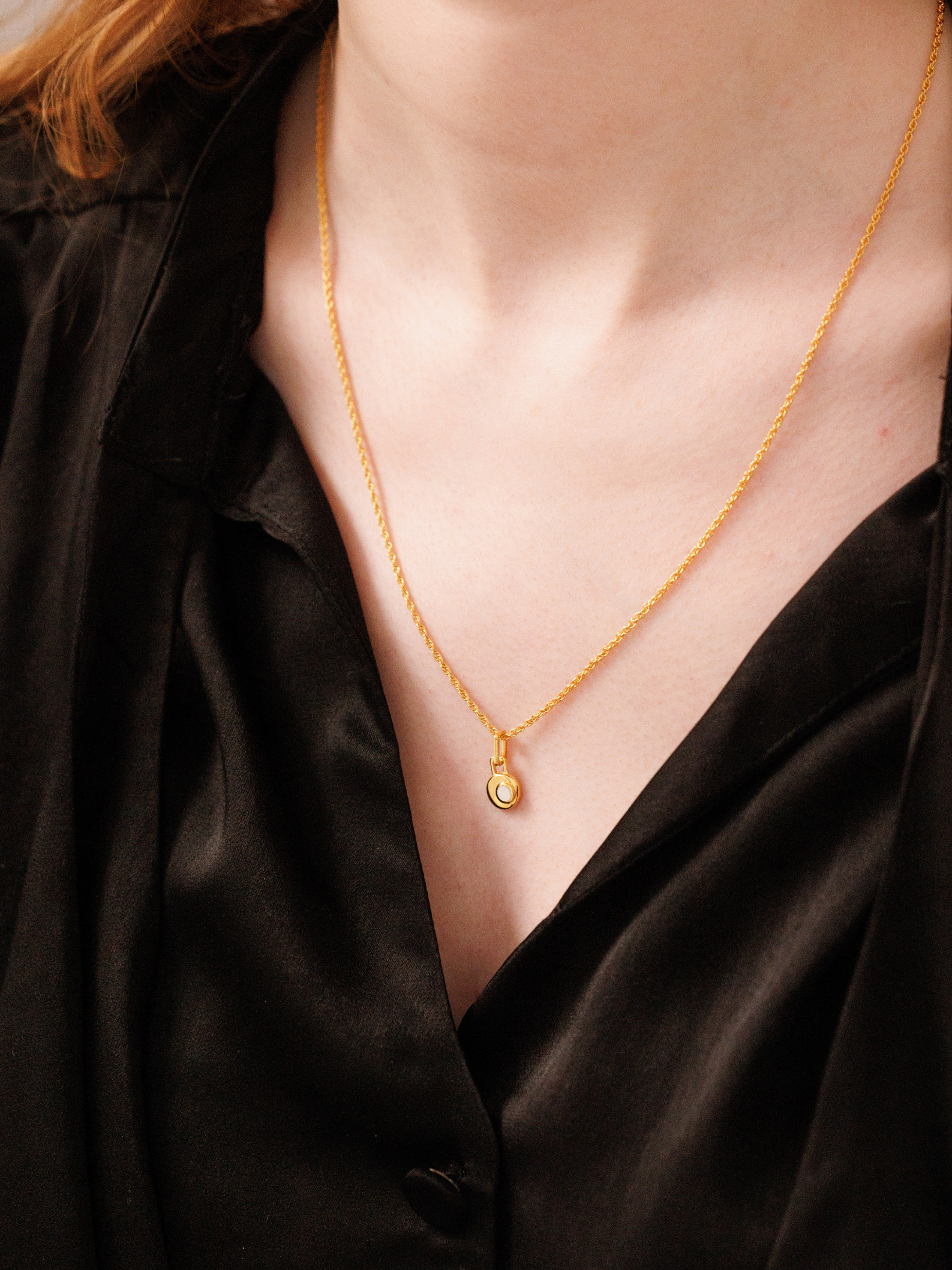 CRESSIDA MINI NECKLACE 22" CHAIN <br> 18k Gold Plated - White Mother of Pearl