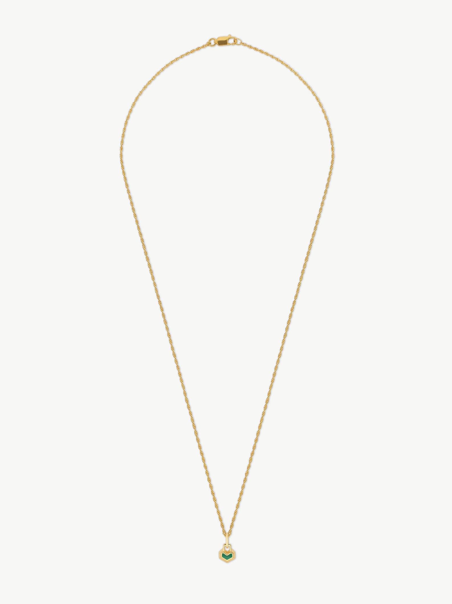 MINI DARYL NECKLACE 22" CHAIN <br> 18k Gold Plated - Malachite
