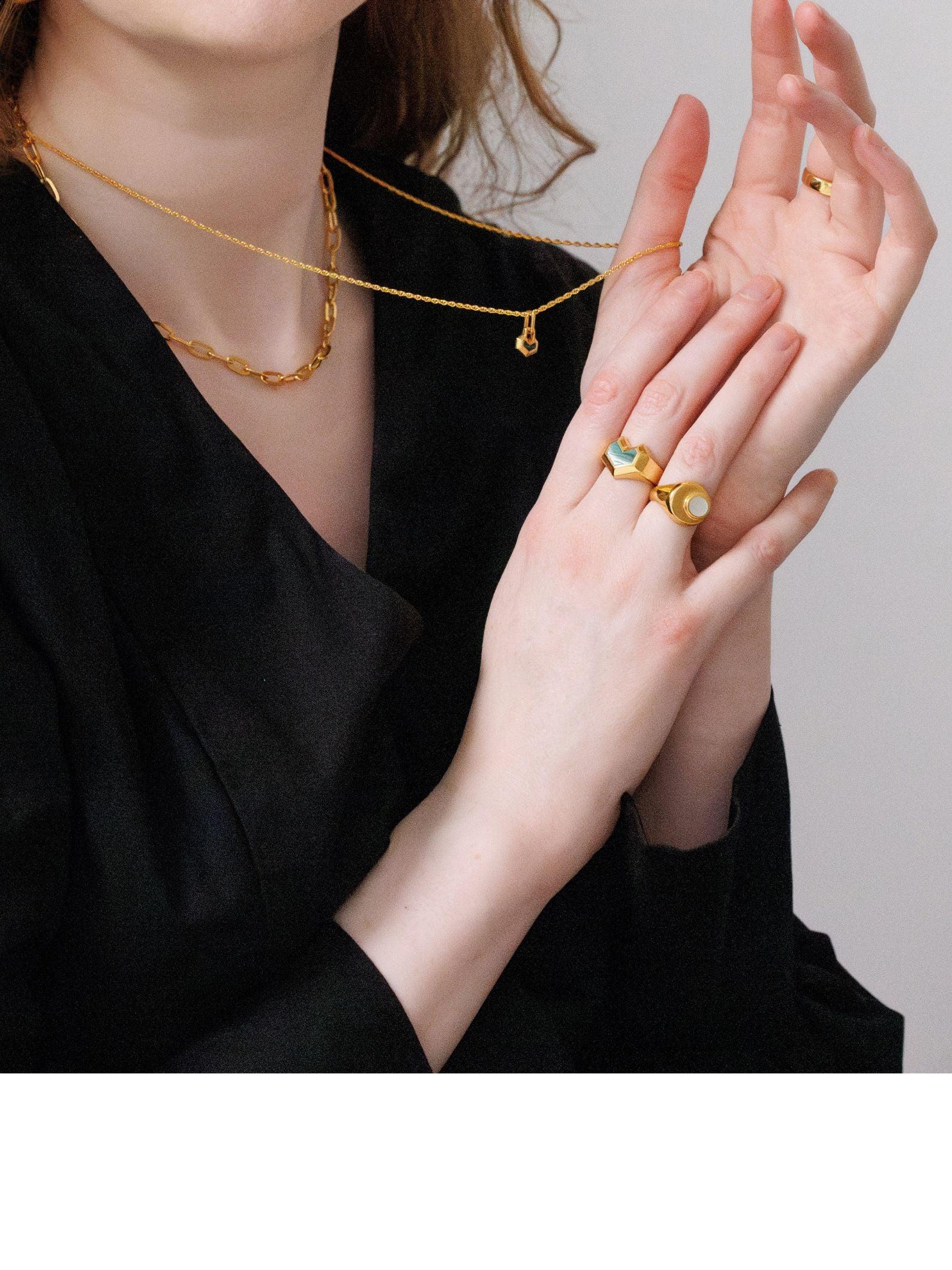 DARYL MINI NECKLACE 22" CHAIN <br> 18k Gold Plated - Red Tiger Eye