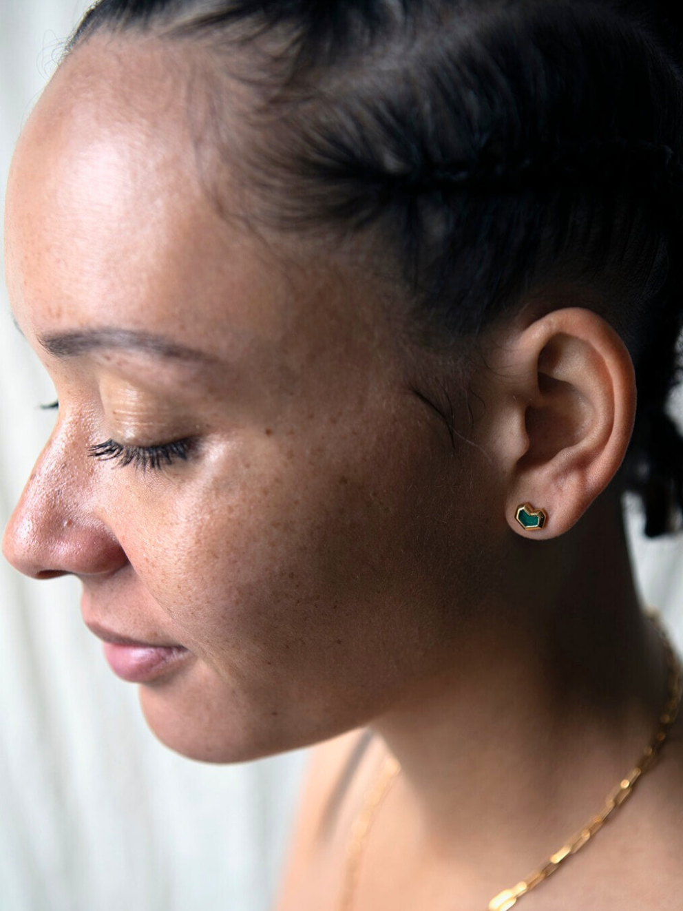 DARYL STUDS <br> 18k Gold Plated - Malachite