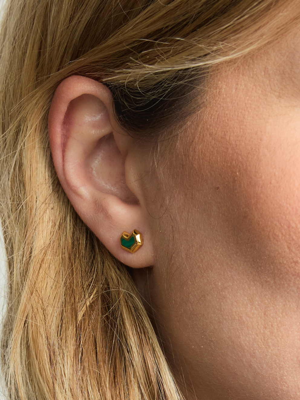 DARYL STUDS <br> 18k Gold Plated - Malachite