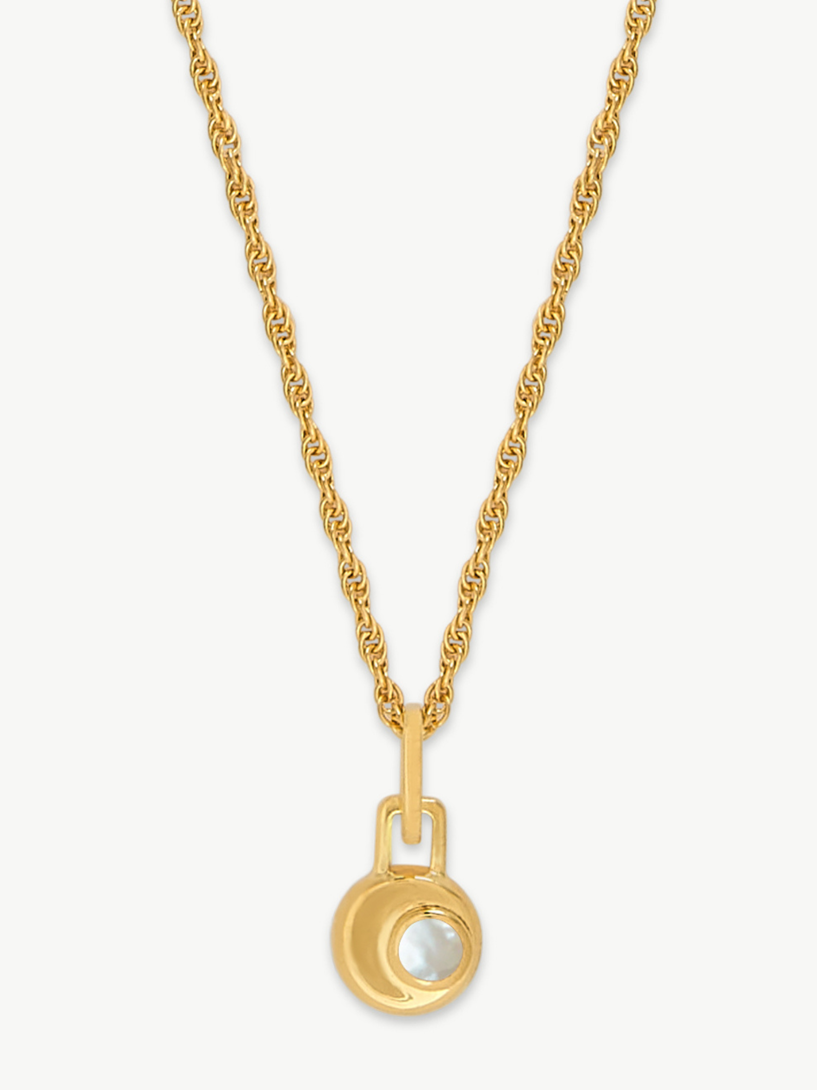 CRESSIDA MINI NECKLACE 22" CHAIN <br> 18k Gold Plated - White Mother of Pearl