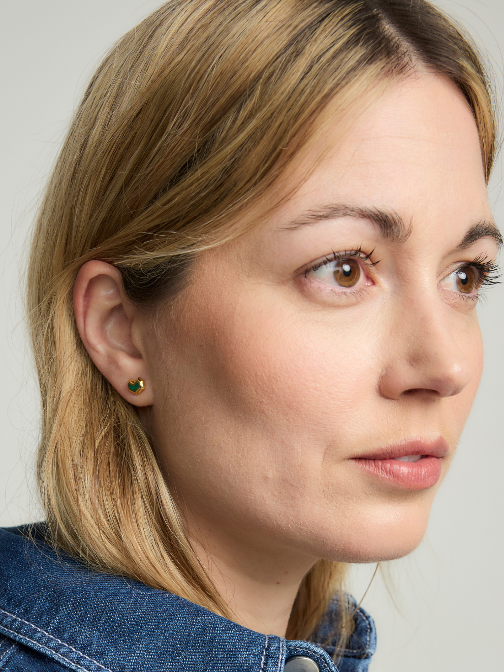 DARYL STUDS <br> 18k Gold Plated - Malachite