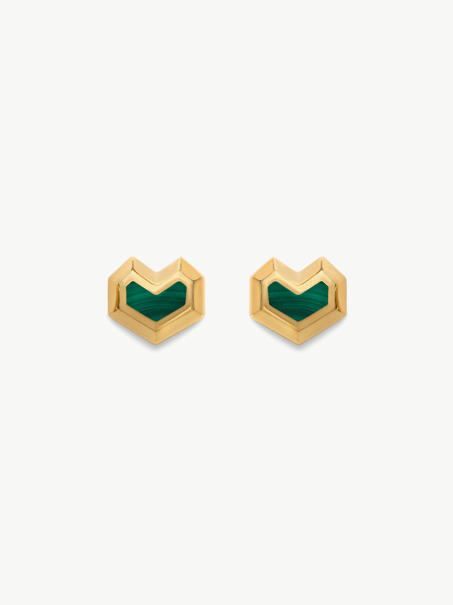 DARYL STUDS <br> 18k Gold Plated - Malachite
