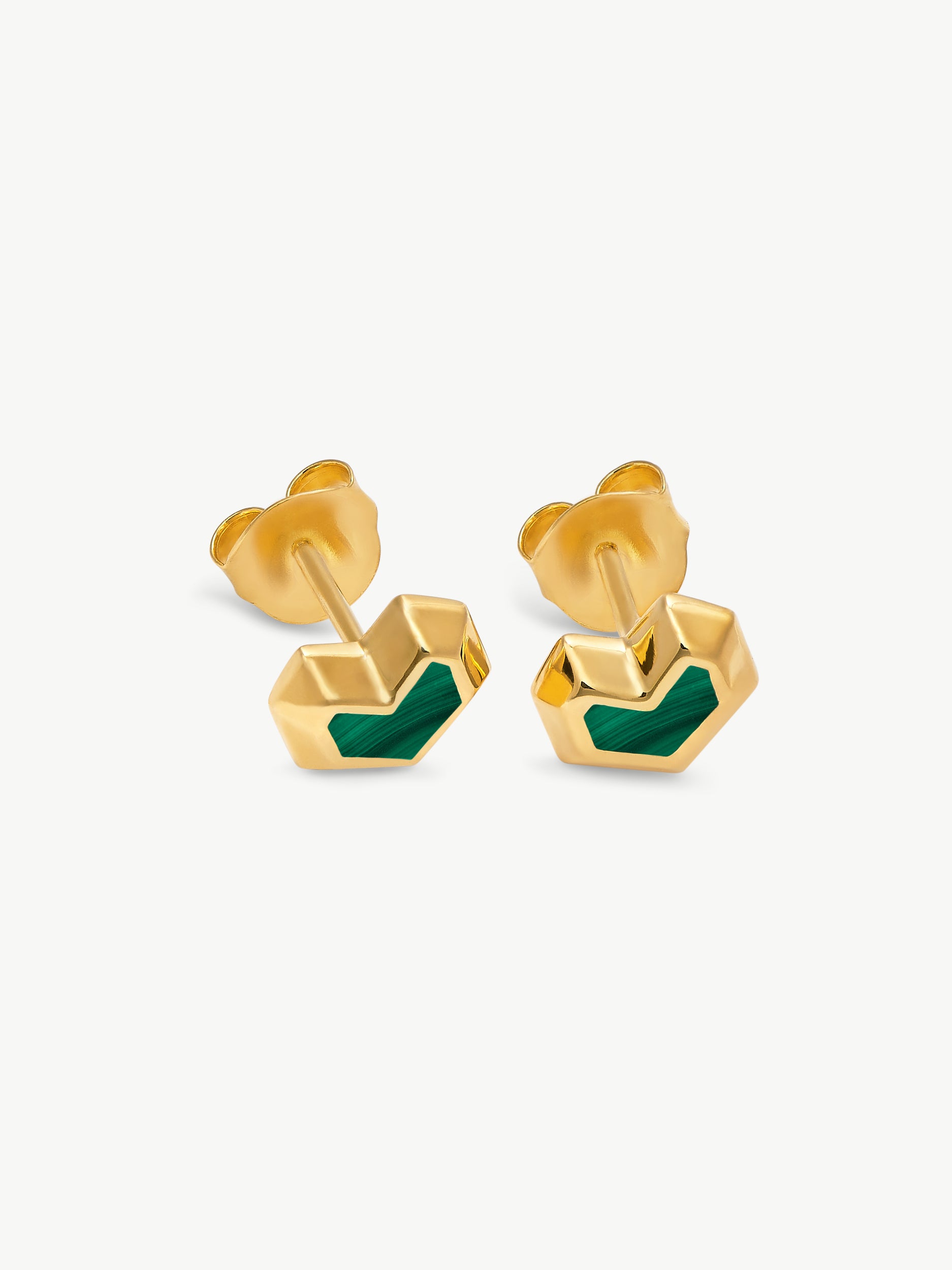 DARYL STUDS <br> 18k Gold Plated - Malachite