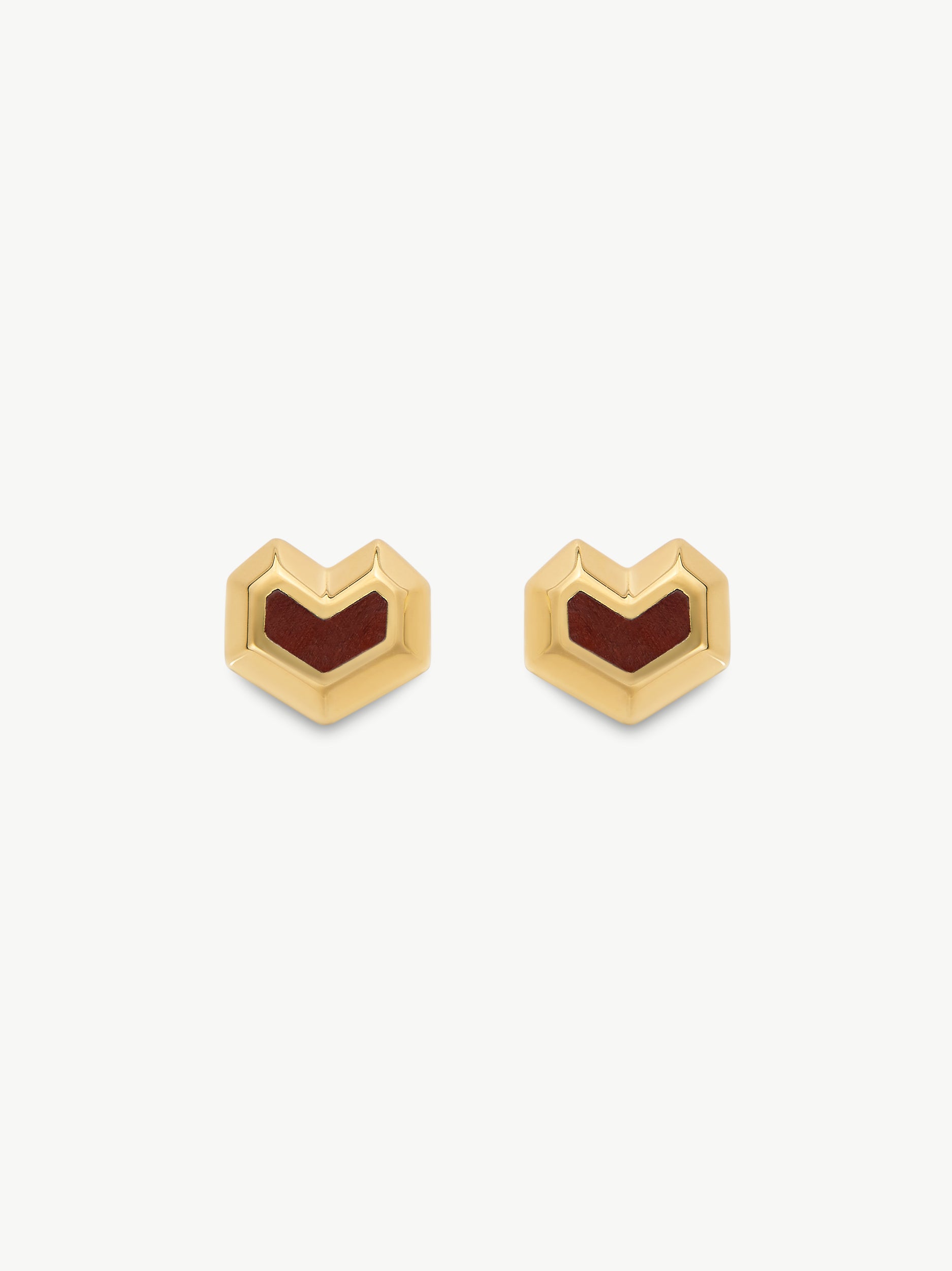 DARYL STUDS <br> 18k Gold Plated - Red Tiger Eye