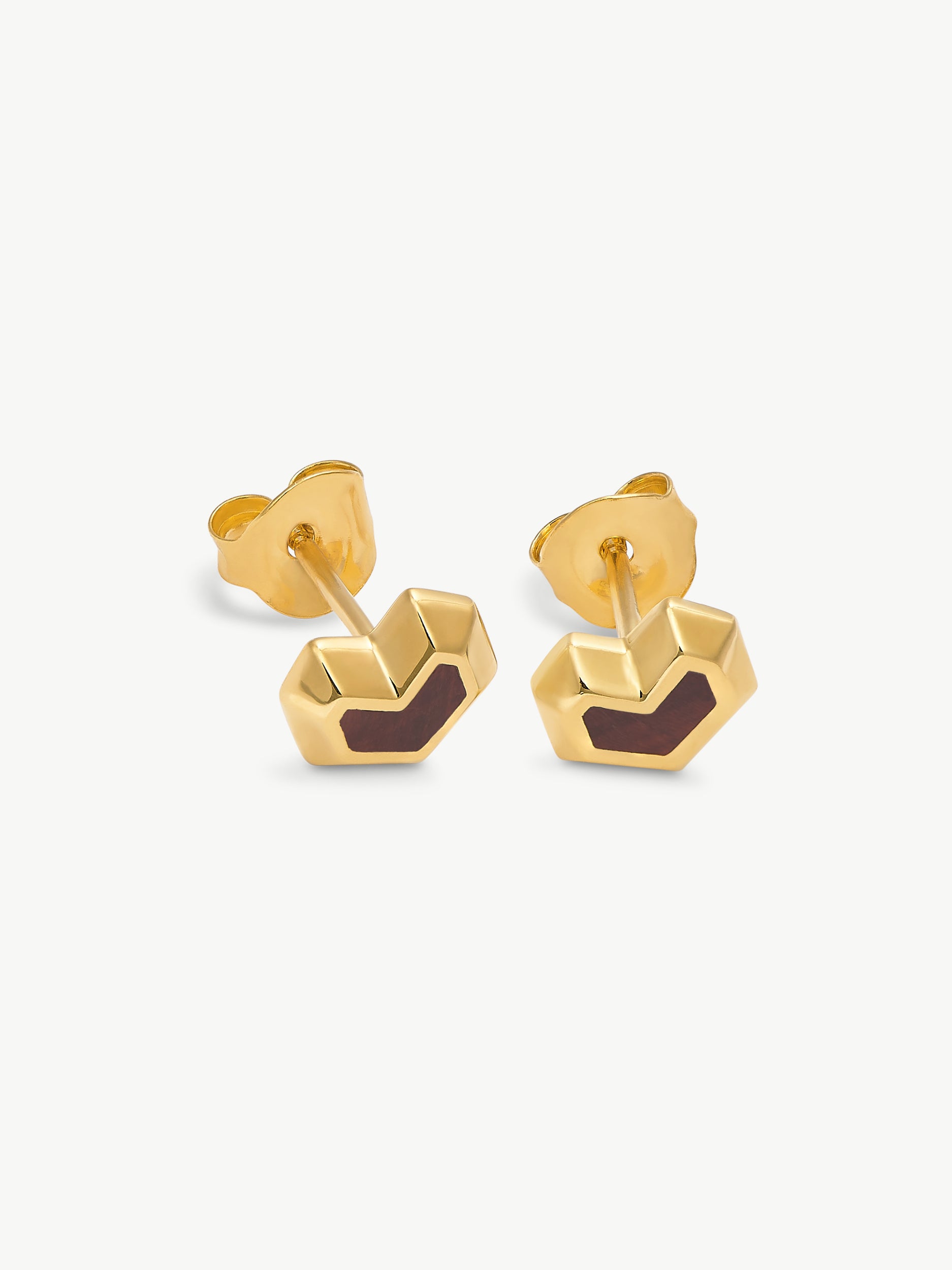 DARYL STUDS <br> 18k Gold Plated - Red Tiger Eye