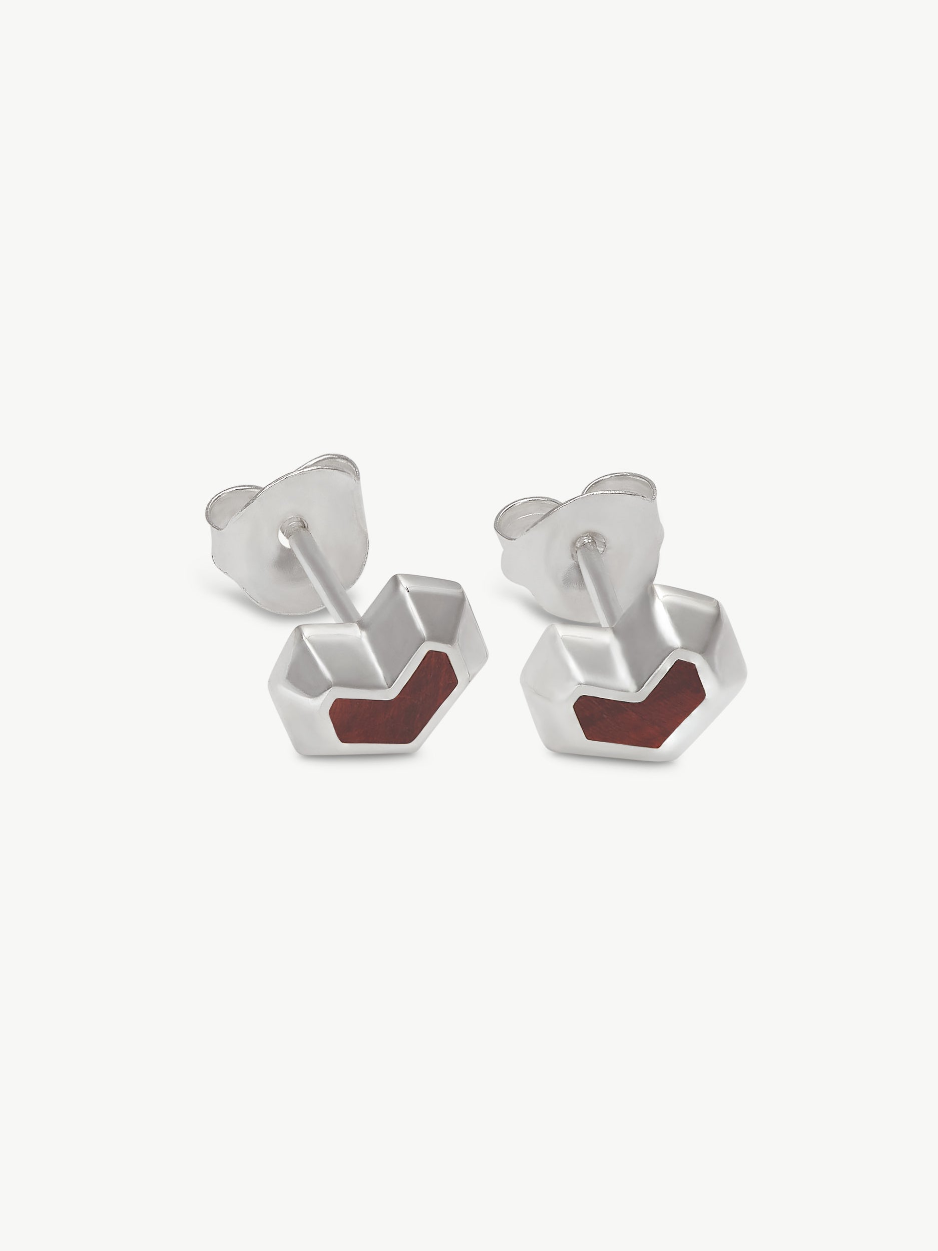 DARYL STUDS <br> Sterling Silver - Red Tiger Eye