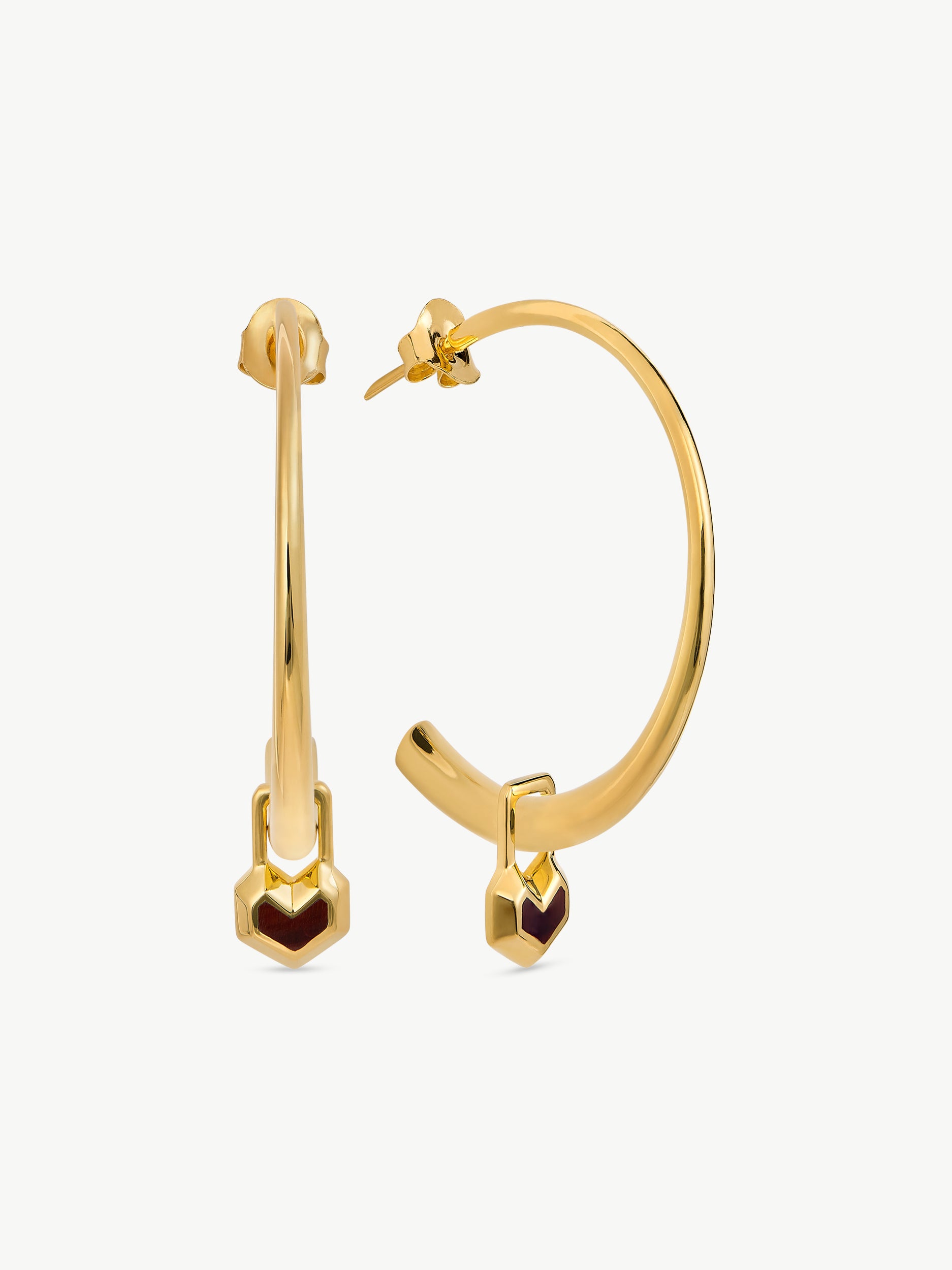 DARYL CHARM SMALL HOOPS <br> 18k Gold Plated - Red Tiger Eye