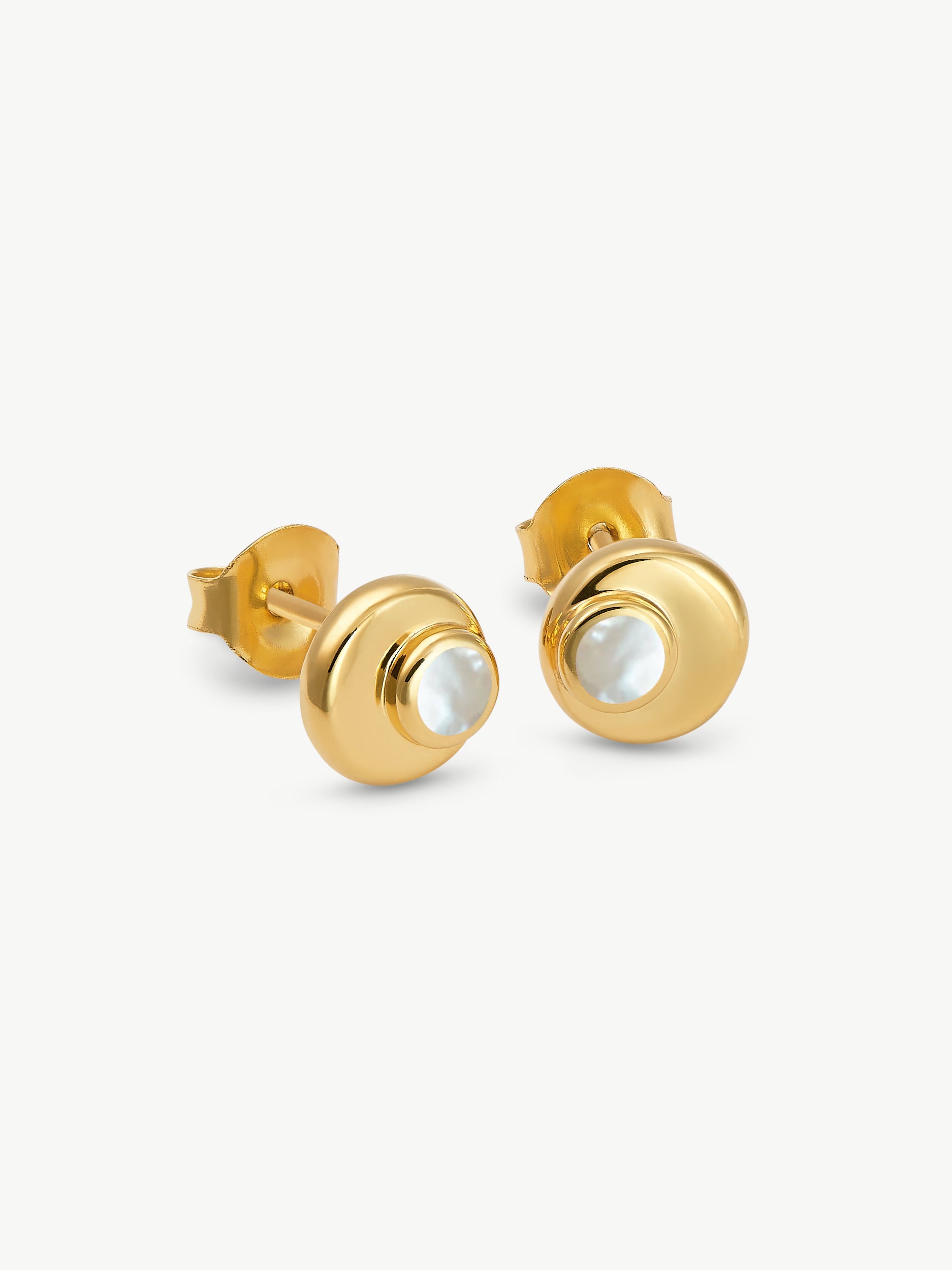 CRESSIDA STUDS <br> 18k Gold Plated - White Mother of Pearl