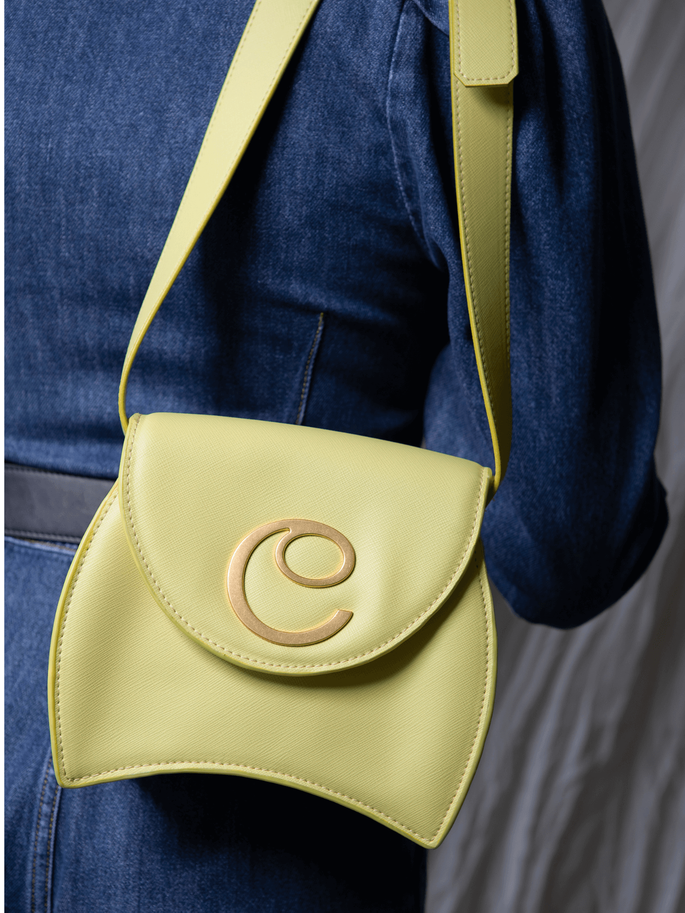 ELEKTRA SMALL CROSSBODY <br> Recycled Leather - Lime Green