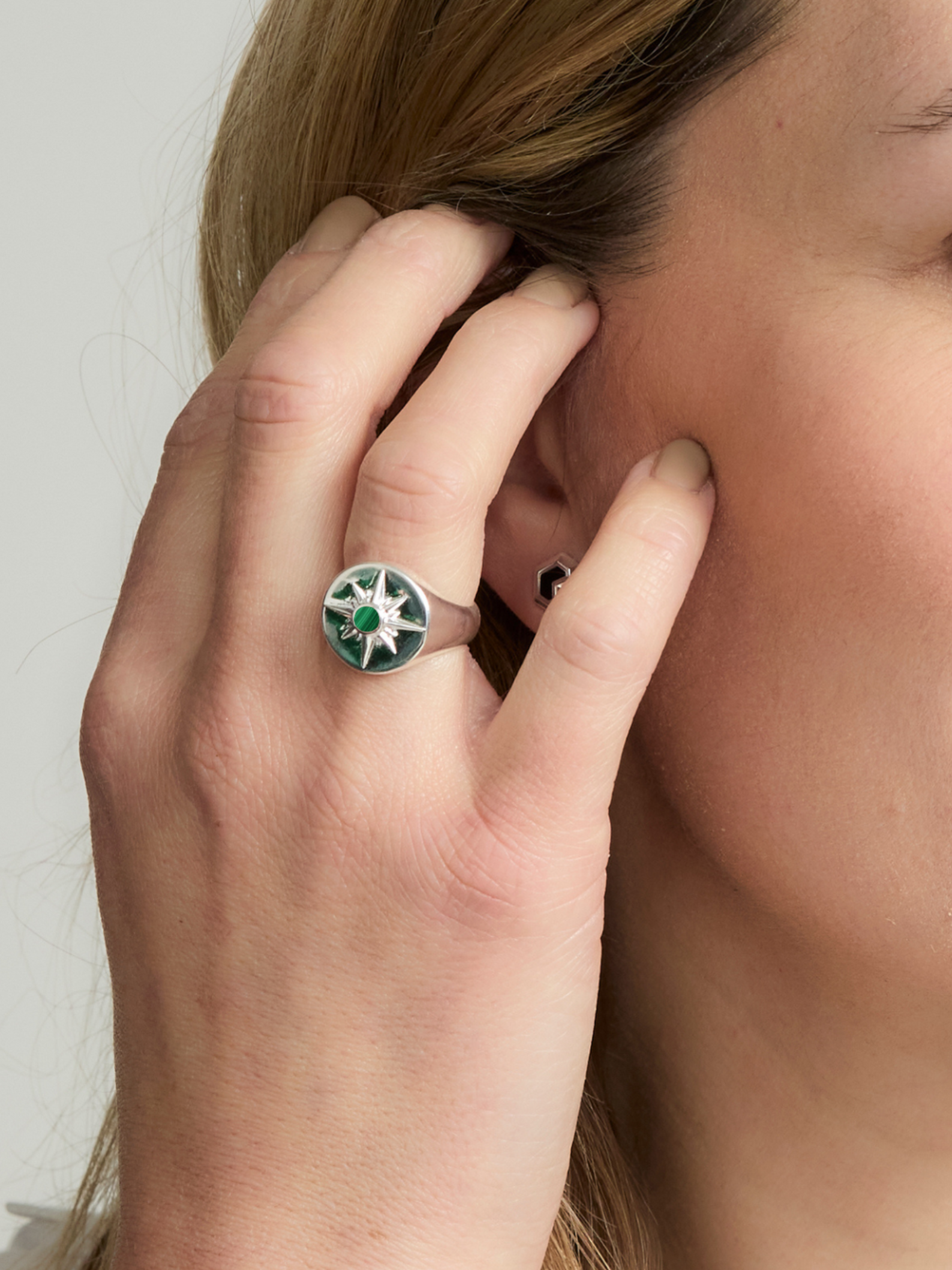 ASTRID RING <br> Sterling Silver - Malachite