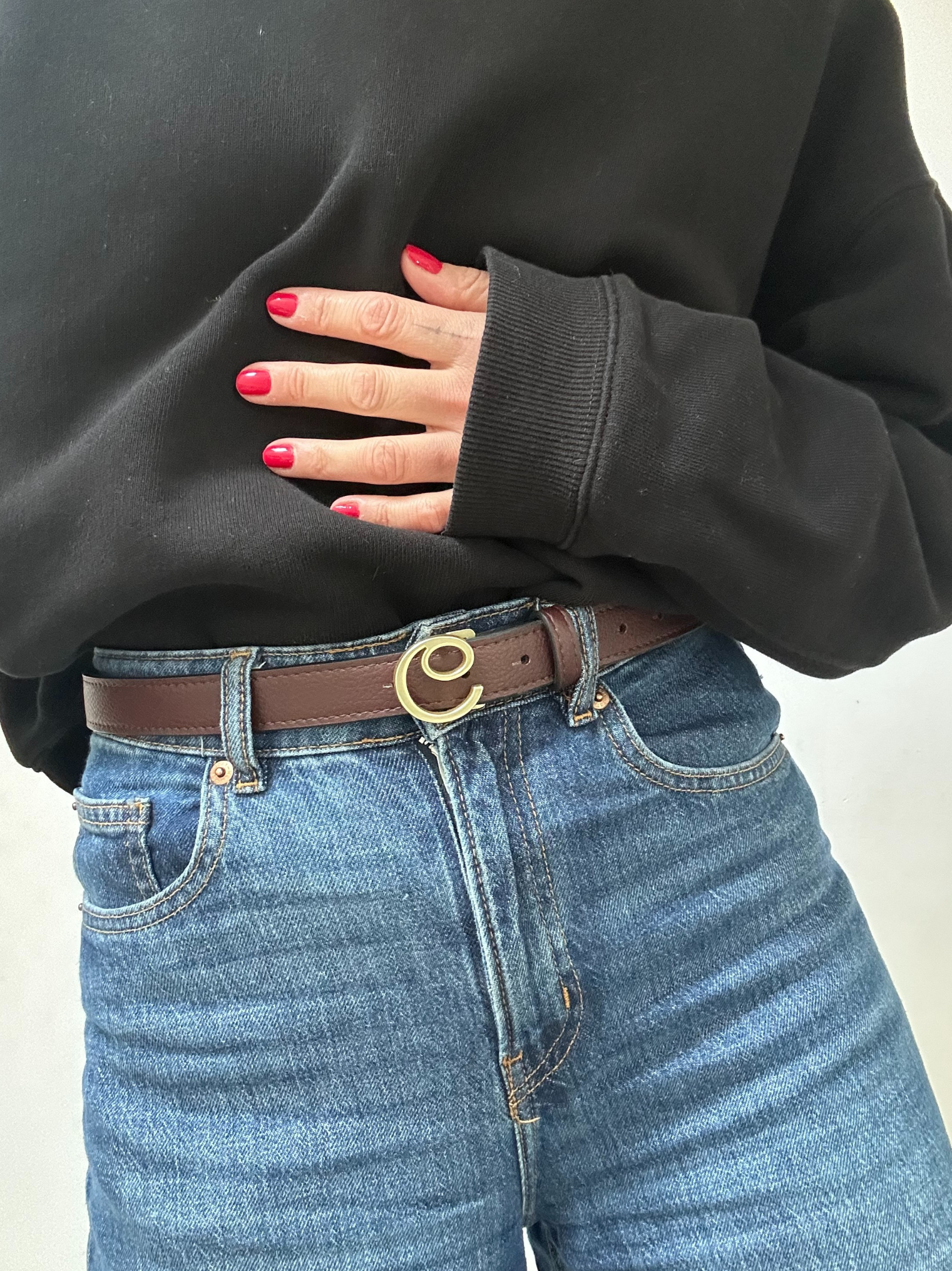 NEW DIANE BELT <br> Grape Leather - Brown