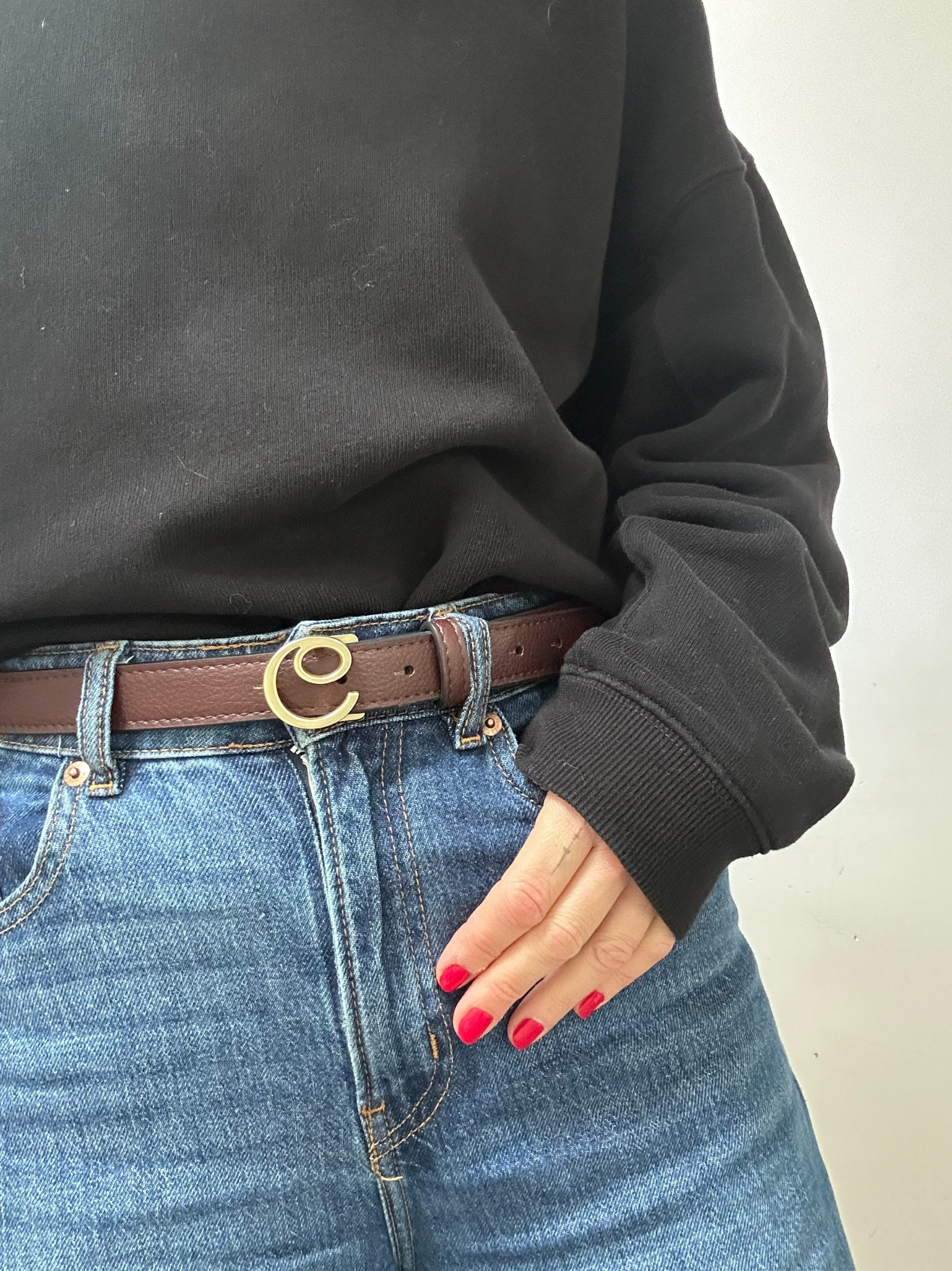 NEW DIANE BELT <br> Grape Leather - Brown