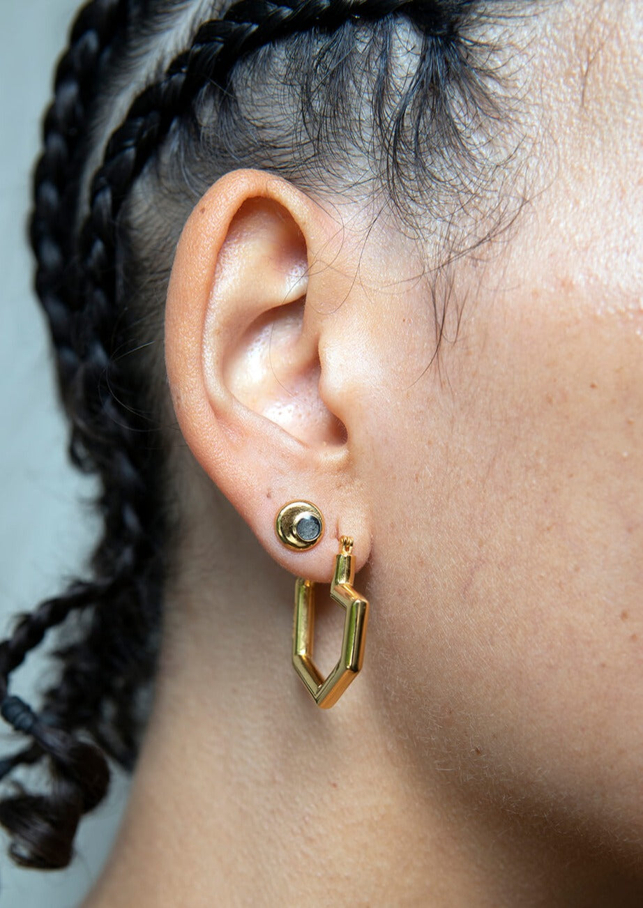 CRESSIDA moon gold stud earrings