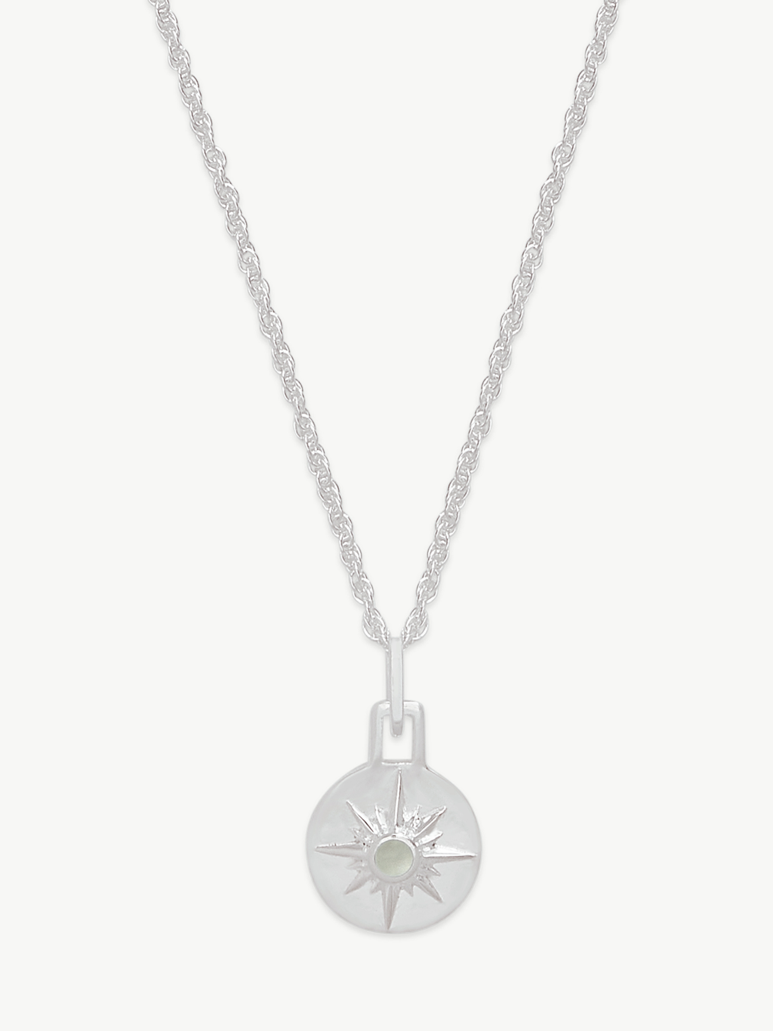MINI ASTRID NECKLACE 16" CHAIN <br> Sterling Silver - White Mother of Pearl