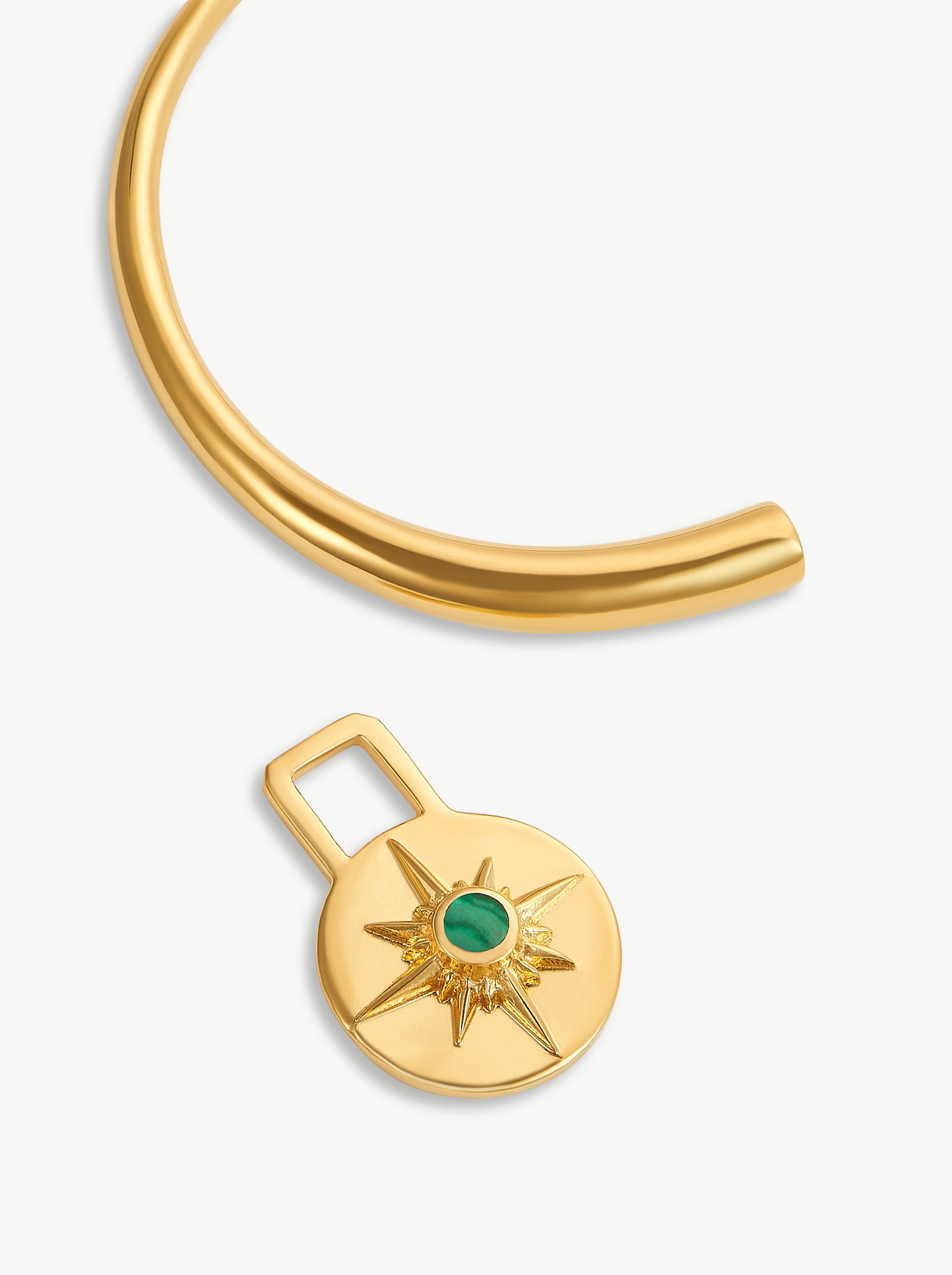 ASTRID CHARM SMALL HOOPS <br> 18k Gold Plated - Malachite