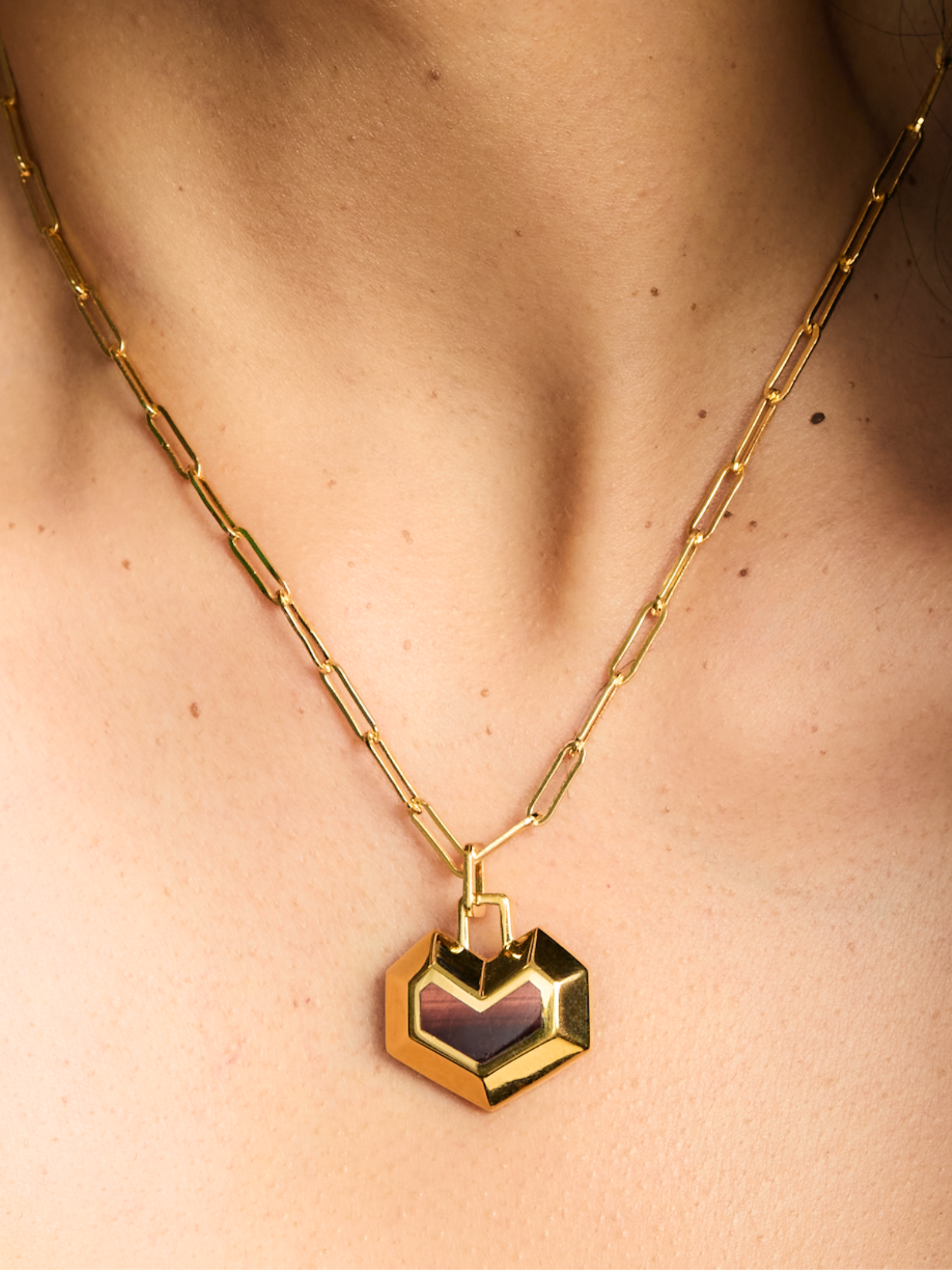DARYL NECKLACE <br> 18k Gold Plated - Tiger Eye
