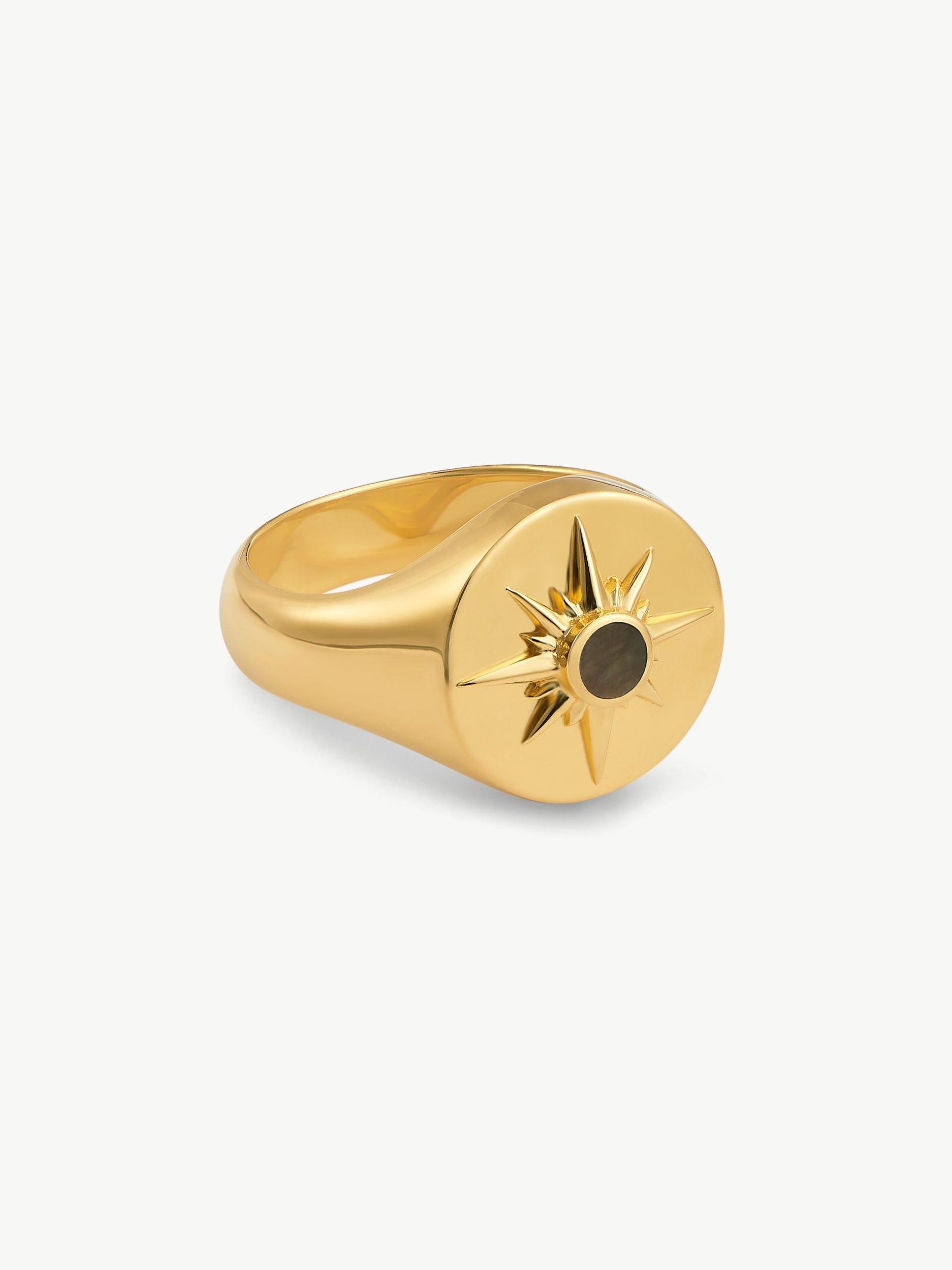 ASTRID RING <br> 18k Gold Plated - Black Mother Of Pearl